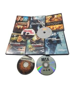10pc Action DVDs - Syriana, Bourne, Beowulf, Brothers Grimm, Etc